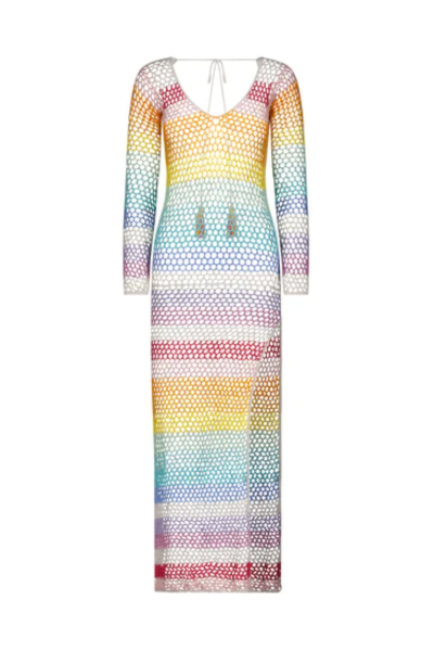 Furkat & Robbie Remy Rainbow Crochet Maxi Dress In Multi