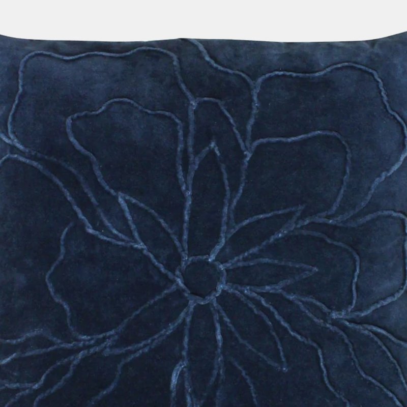 Furn Angeles Velvet Floral Throw Pillow Cover In Blue