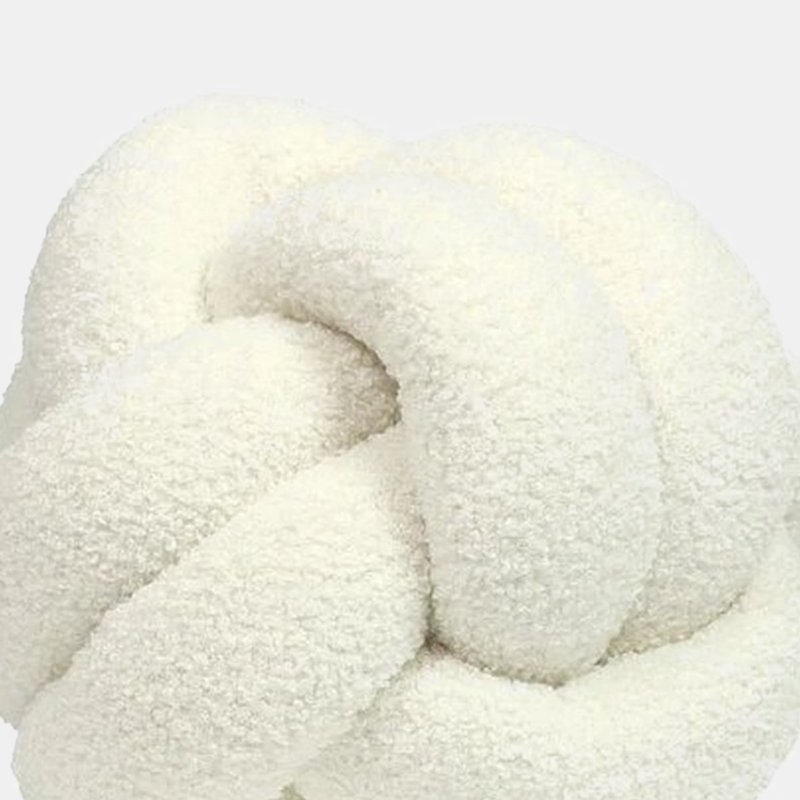 Furn Boucle Fleece Knotted Throw Pillow In White