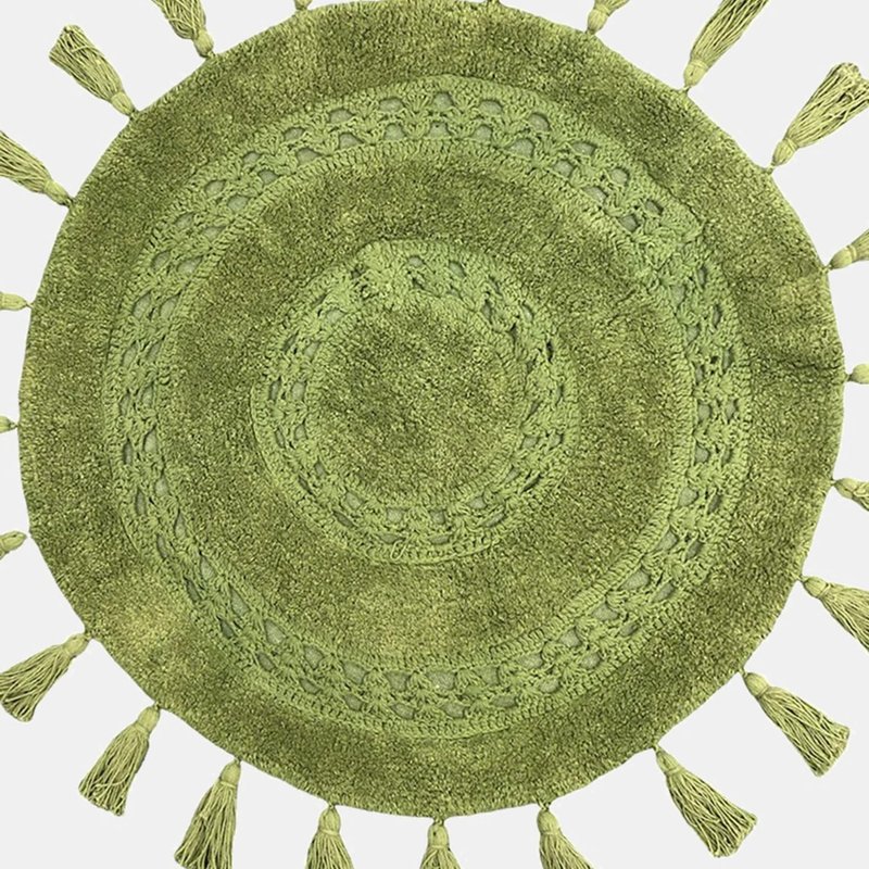 Furn Circle Tassel Mandala Bath Mat One Size In Green