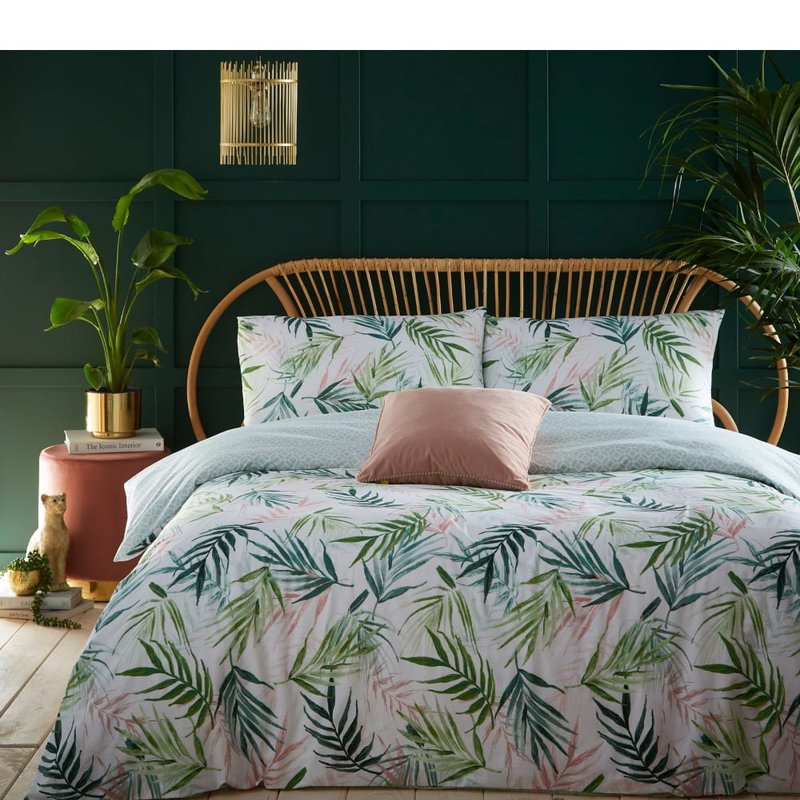 Furn Bali Palm Duvet Set (green/white) (queen) (uk