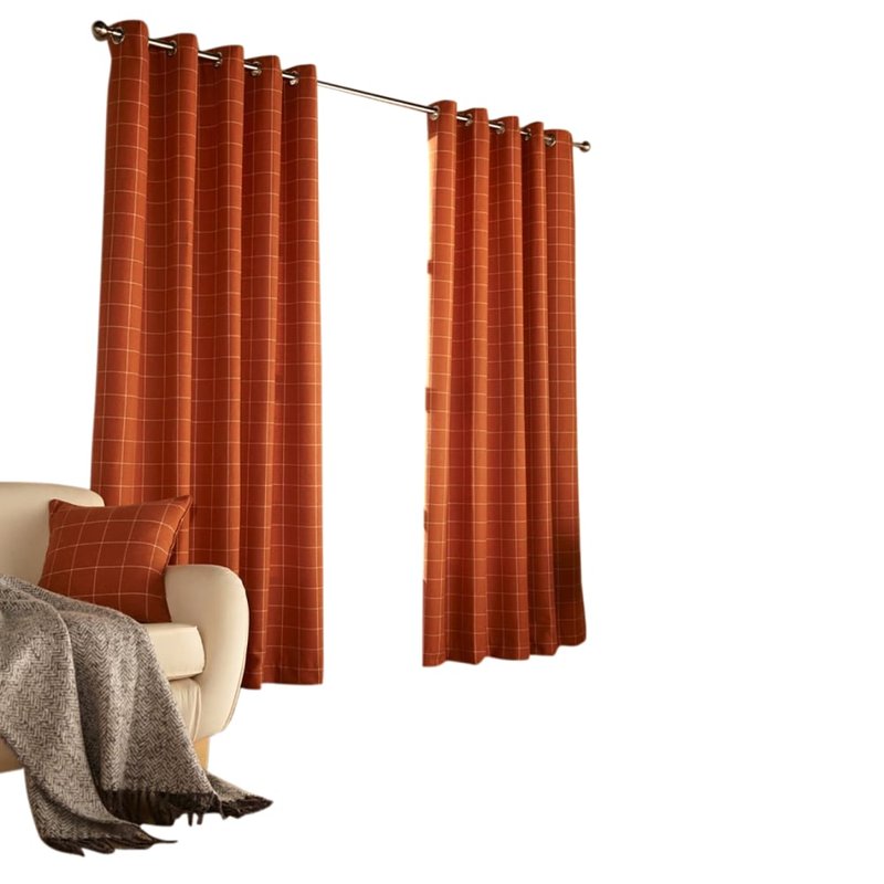 Furn Ellis Ringtop Eyelet Curtains (burnt Orange) (66 X 72 In)
