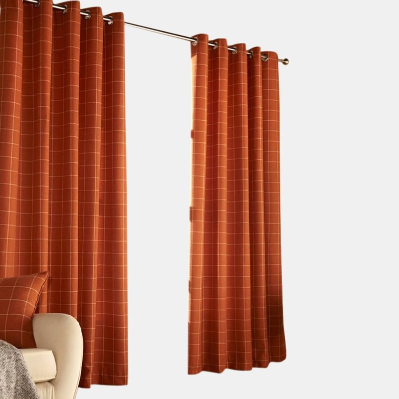 Furn Ellis Ringtop Eyelet Curtains (burnt Orange) (90 X 54 In)