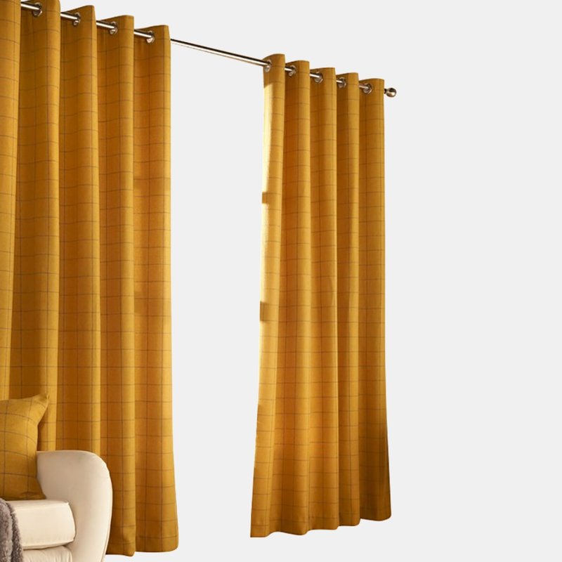 Shop Furn Ellis Ringtop Eyelet Curtains (ochre) (46 X 54 In) In Yellow