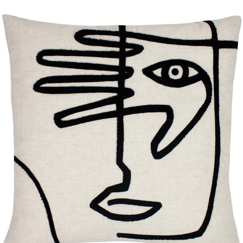 Furn Face Throw Pillow Cover In White