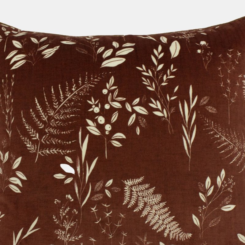 Shop Furn Fearne Botanical Print Feather Filled Cushion (brick) (20 X 20in) In Red