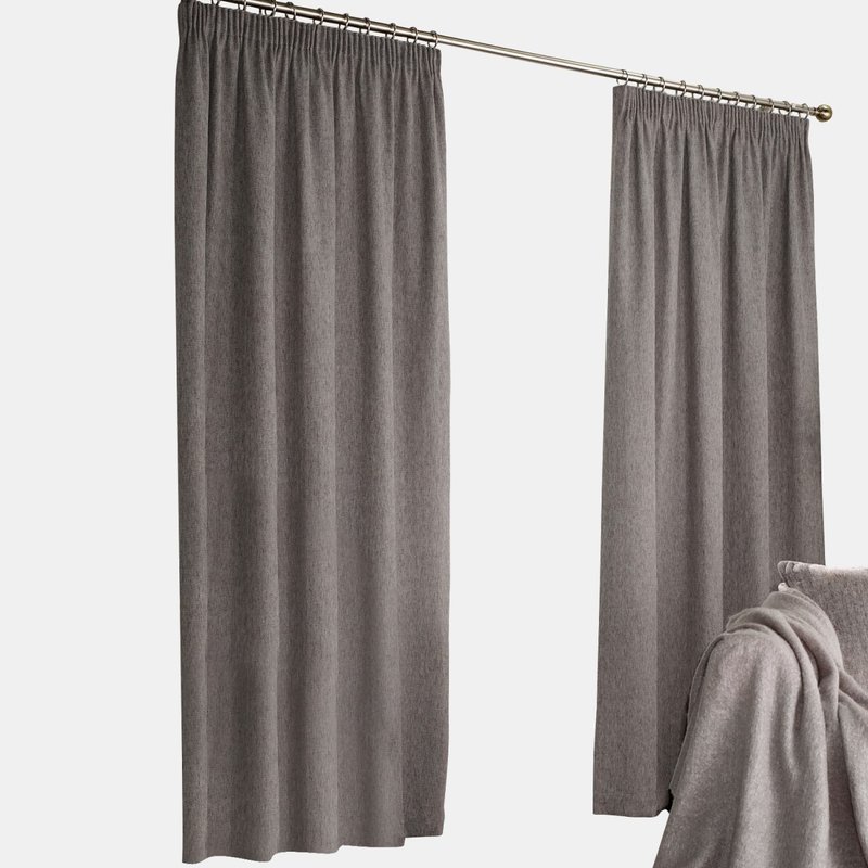 Furn Harrison Pencil Pleat Faux Wool Curtains (pair) (gray) (66x72in) (66x72in) In Grey