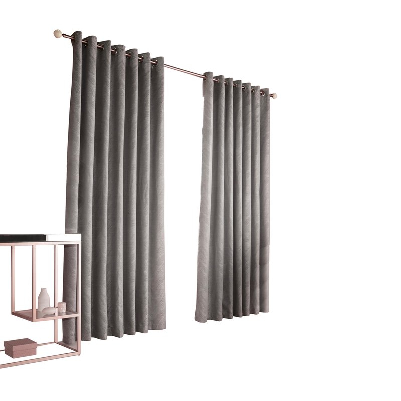 Shop Furn Himalaya Jacquard Design Eyelet Curtains (pair) (silver) (46x72in) (46x72in) In Grey