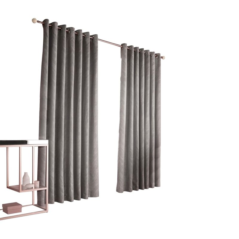 Shop Furn Himalaya Jacquard Design Eyelet Curtains (pair) (silver) (66x72in) (66x72in) In Grey