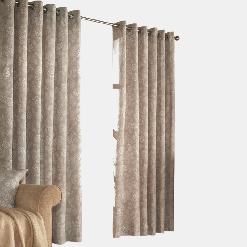 Furn Irwin Woodland Design Ringtop Eyelet Curtains (pair) (stone) (66x54in) (66x54in) In Grey