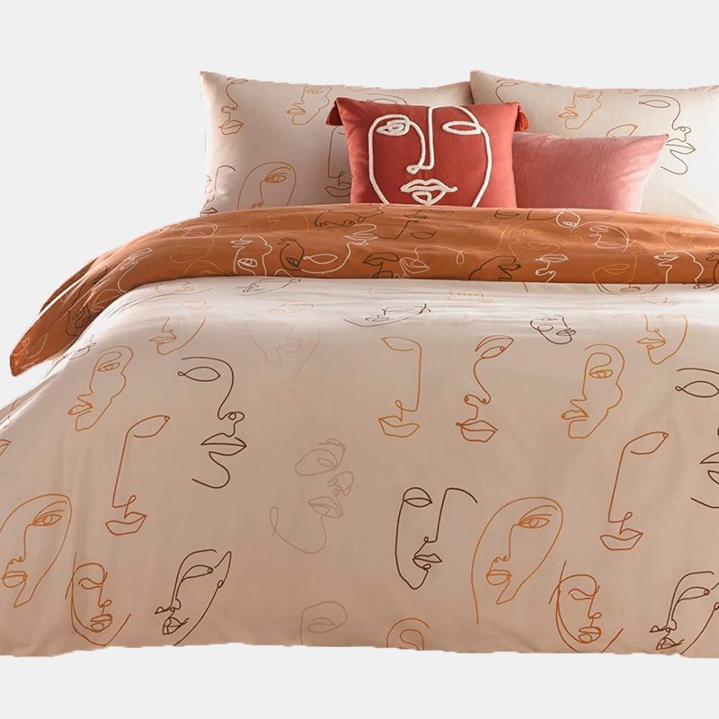 Furn Kindred Abstract Duvet Set (apricot) (queen) (uk In Orange