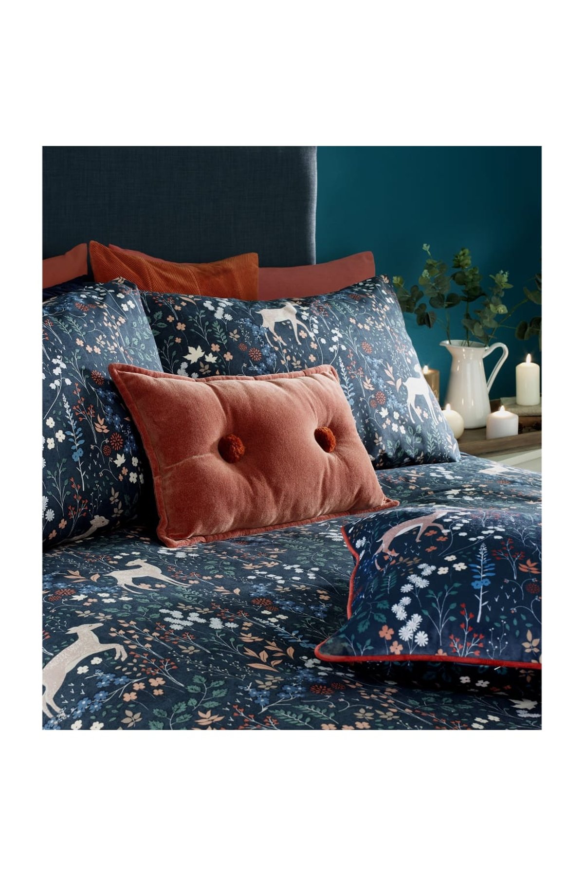 Floral Riva Blue Duvet Cover Set Quilt Bedding Set With 2 Pillow Case All Size 