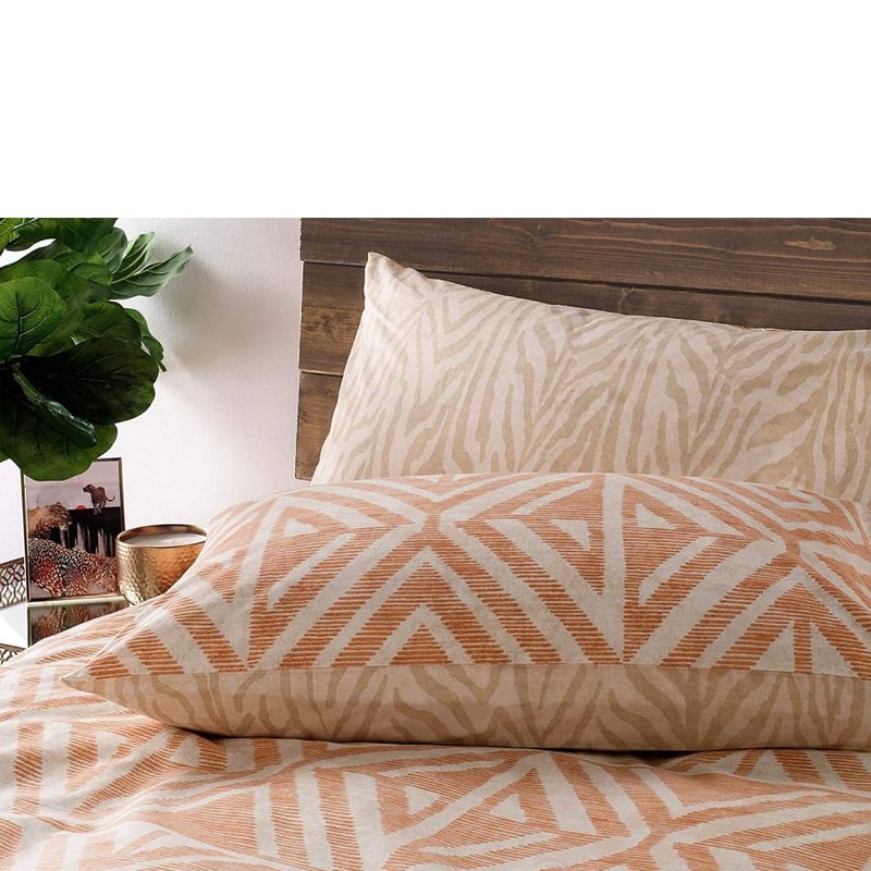Shop Furn Tanza Global Geometric Duvet Set (terracotta) (king) (uk In Orange