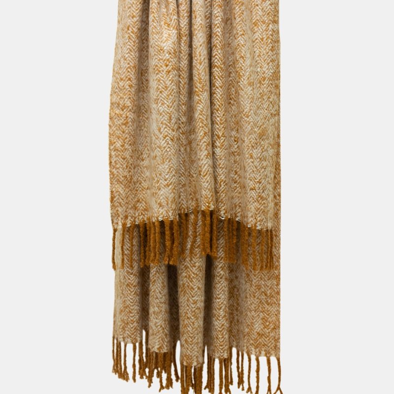 Furn Weaver Throw With Herringbone Design (gold) (one Size) (one Size)
