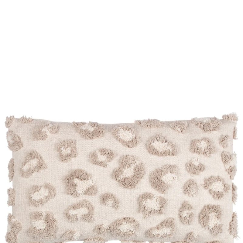 Furn Maeve Tufted Leopard Print Throw Pillow Cover In White