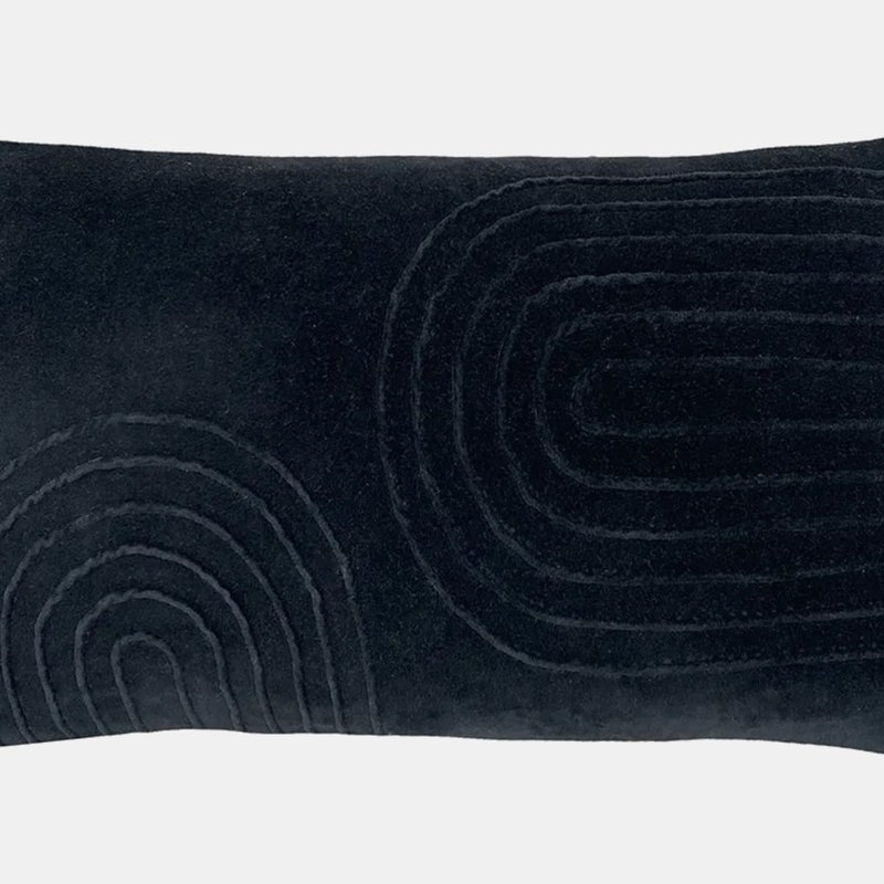 Furn Mangata Velvet Rectangular Throw Pillow Cover Black