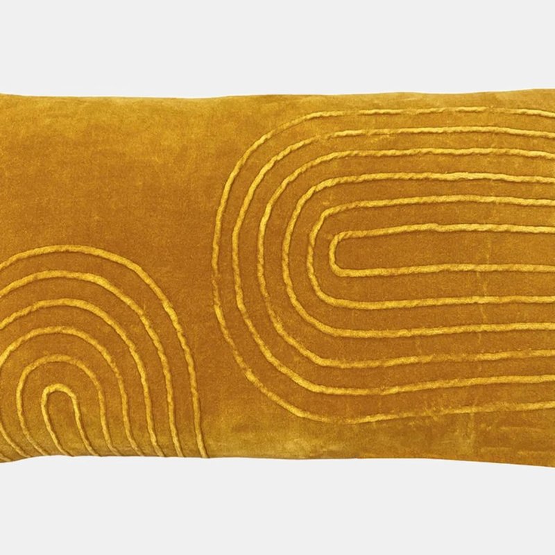 Furn Mangata Velvet Rectangular Throw Pillow Cover Ochre Yellow