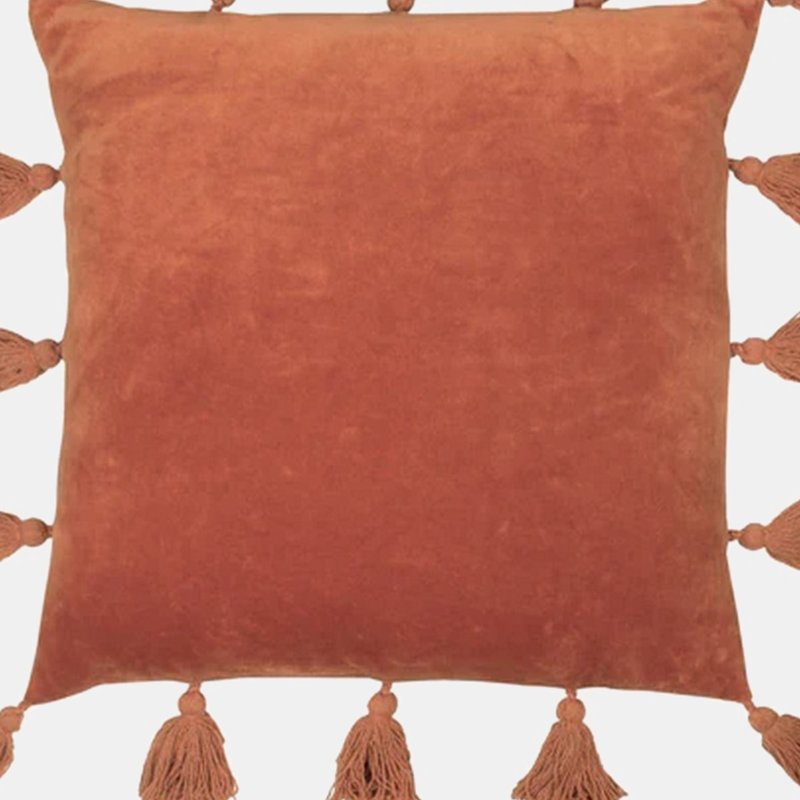 Furn Medina Velvet Tassel Throw Pillow Cover In Brown