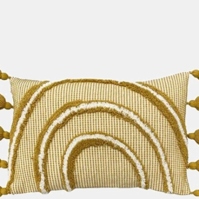 Furn Rainbow Tufted Tassel Throw Pillow Cover In Yellow