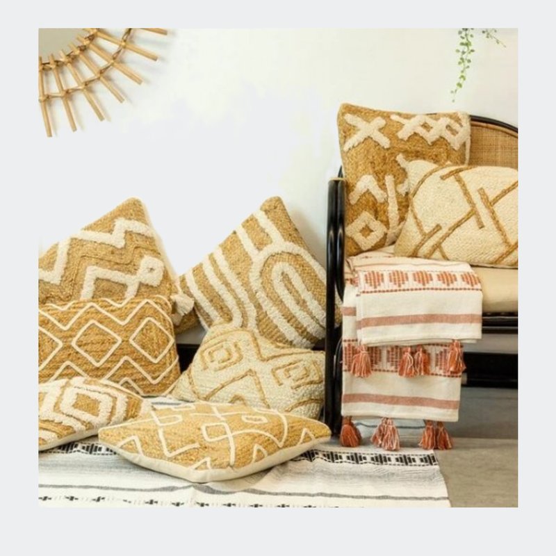 Shop Furn Roolu Jute Braided Throw Pillow Cover In Brown