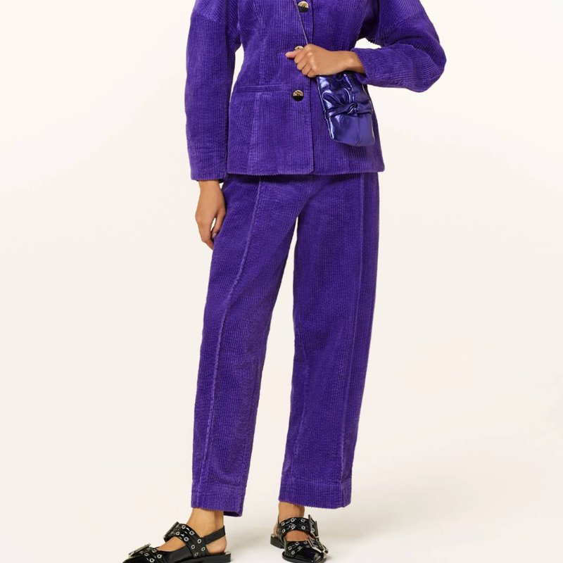 Shop Ganni Corduroy Blazer In Purple