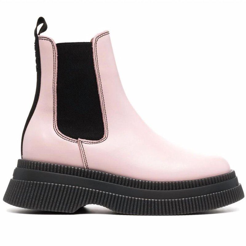 Shop Ganni Creepers Creepers Textile Lace Up Boot In Pink