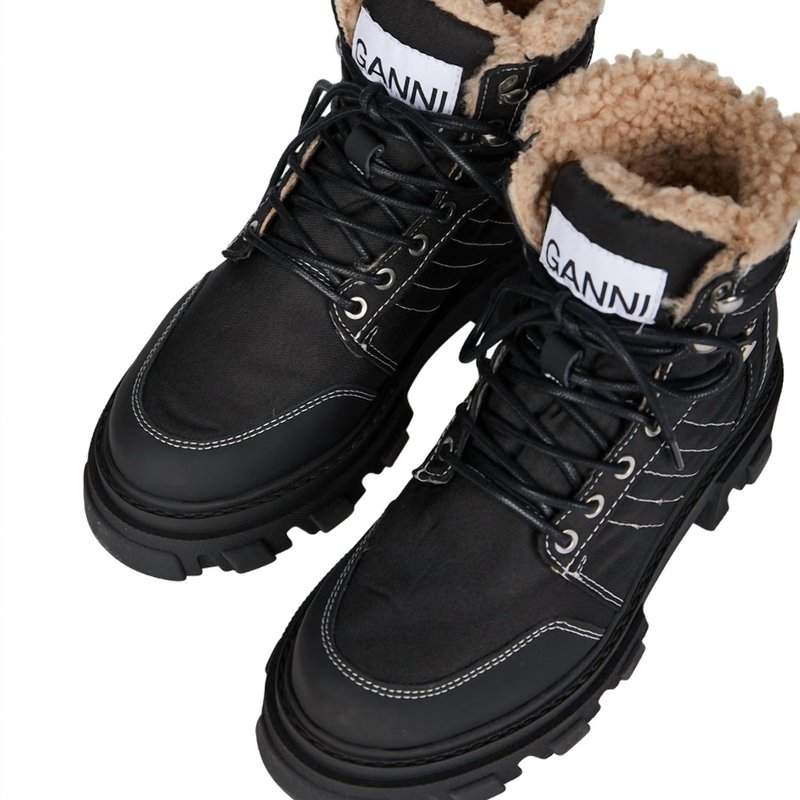 Shop Ganni Hiking Boot In Black