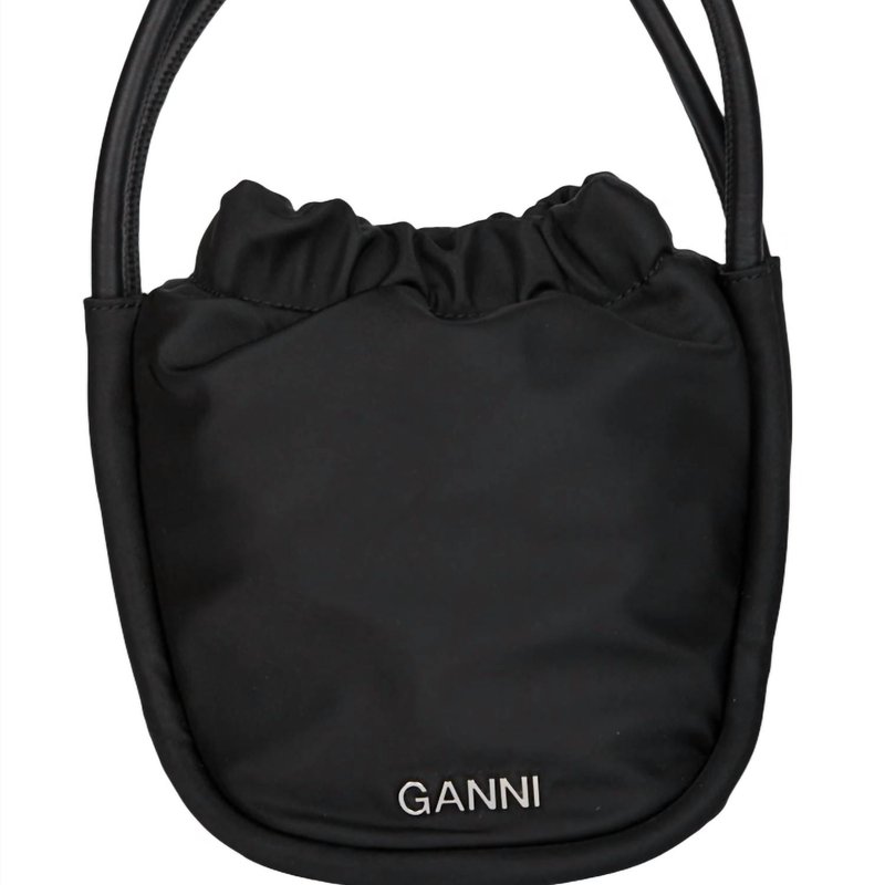 Shop Ganni Knot Mini Purse In Black