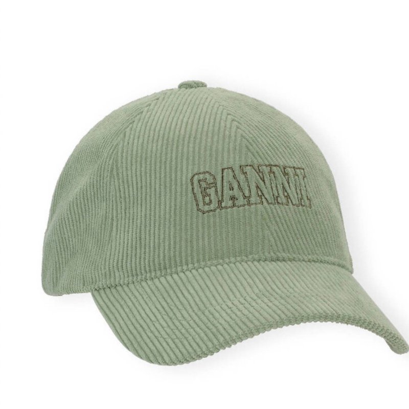 Shop Ganni Women's Corduroy Cap In Green