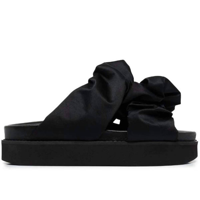 Shop Ganni Women's Low Flatform Ruched Sandal In Black