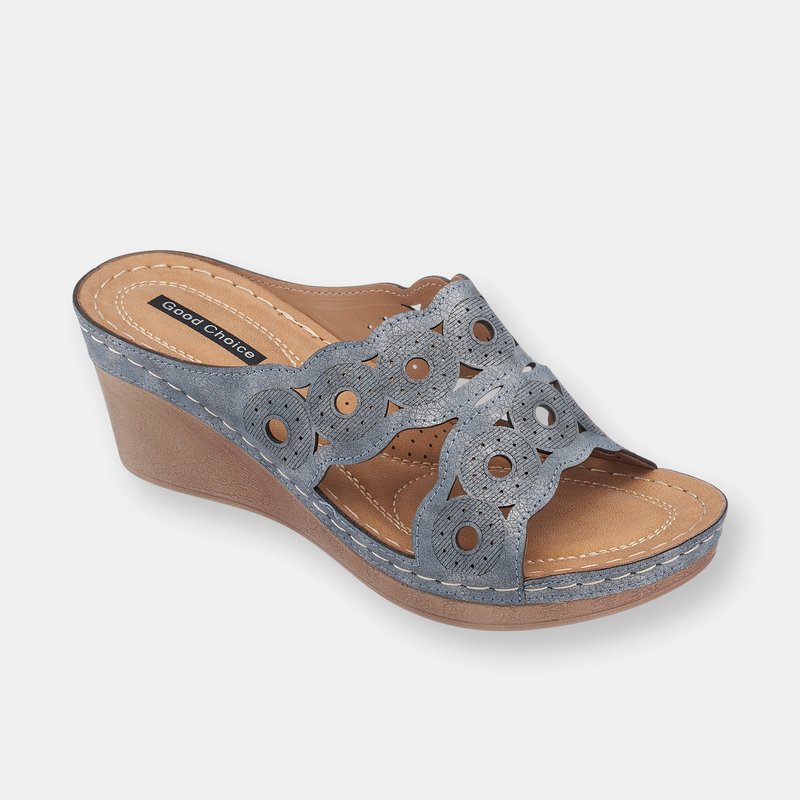 Gc Shoes April Pewter Wedge Sandals