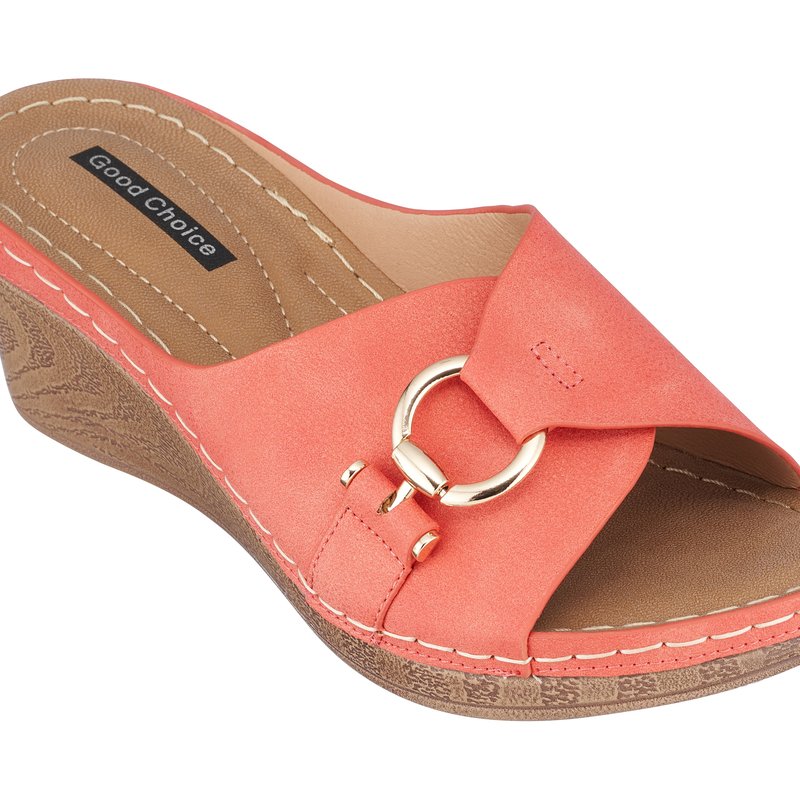 Shop Gc Shoes Bay Coral Wedge Sandals In Orange