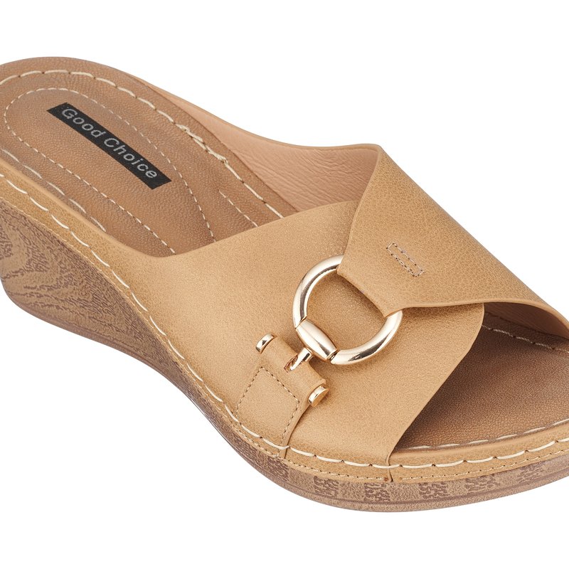 Shop Gc Shoes Bay Tan Wedge Sandals In Brown