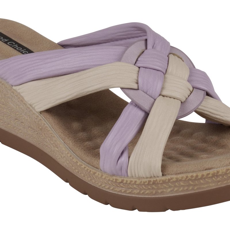 Shop Gc Shoes Caro Lavender Wedge Sandals In Purple