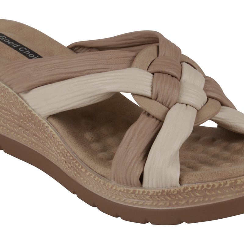 Shop Gc Shoes Caro Natural Wedge Sandals In Brown