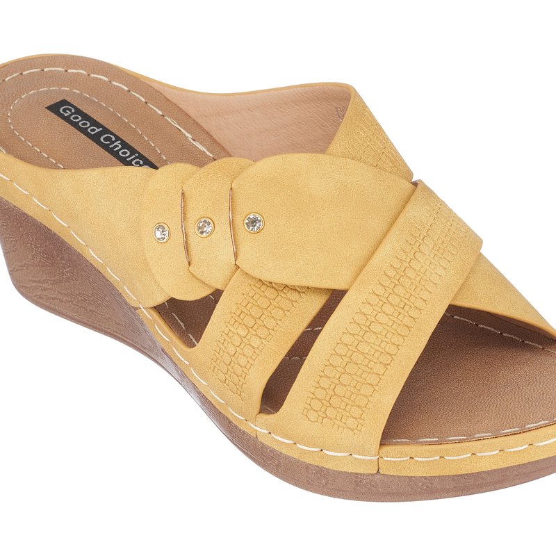 Gc Shoes Dorty Yellow Wedge Sandals
