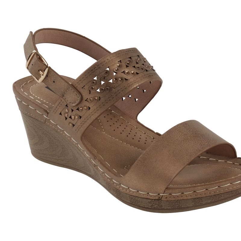 Shop Gc Shoes Foley Bronze Wedge Sandal In Brown