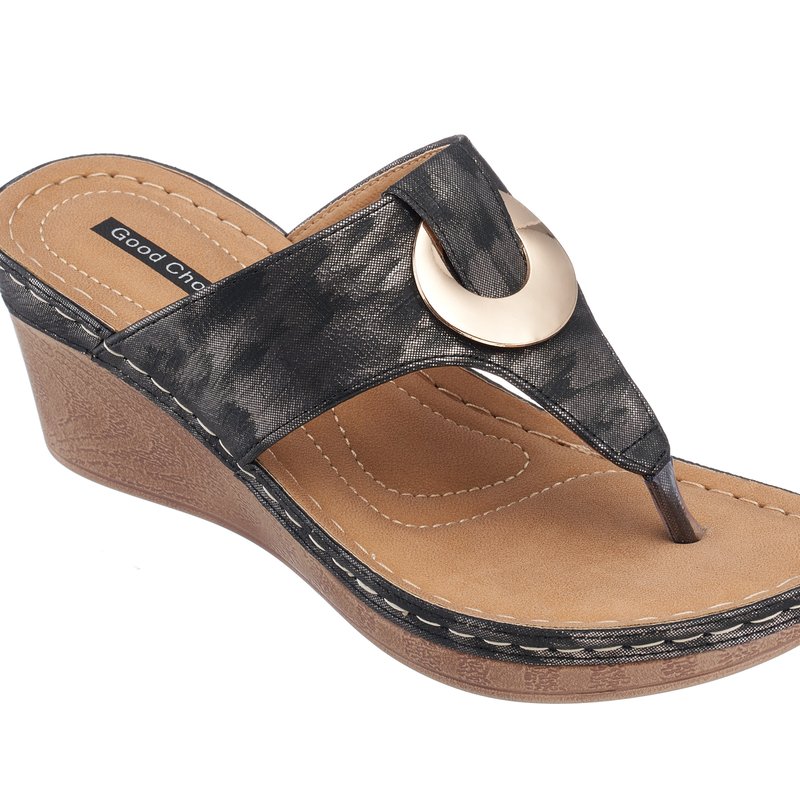 Shop Gc Shoes Genelle Black Wedge Sandals