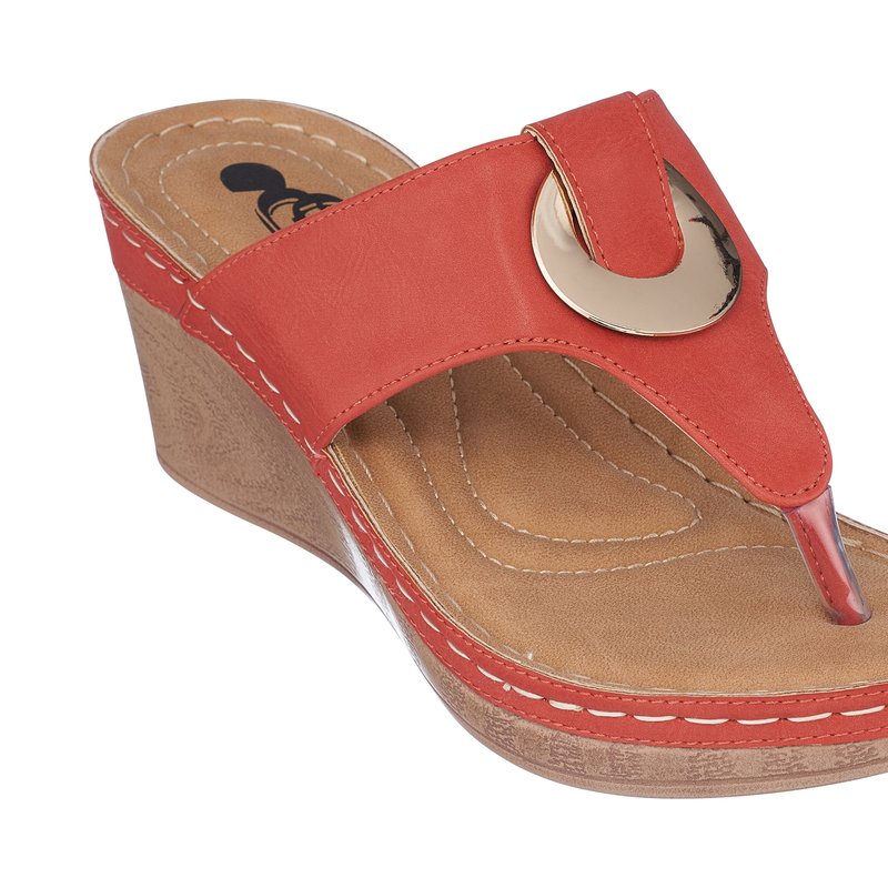 Shop Gc Shoes Genelle Coral Wedge Sandals In Orange