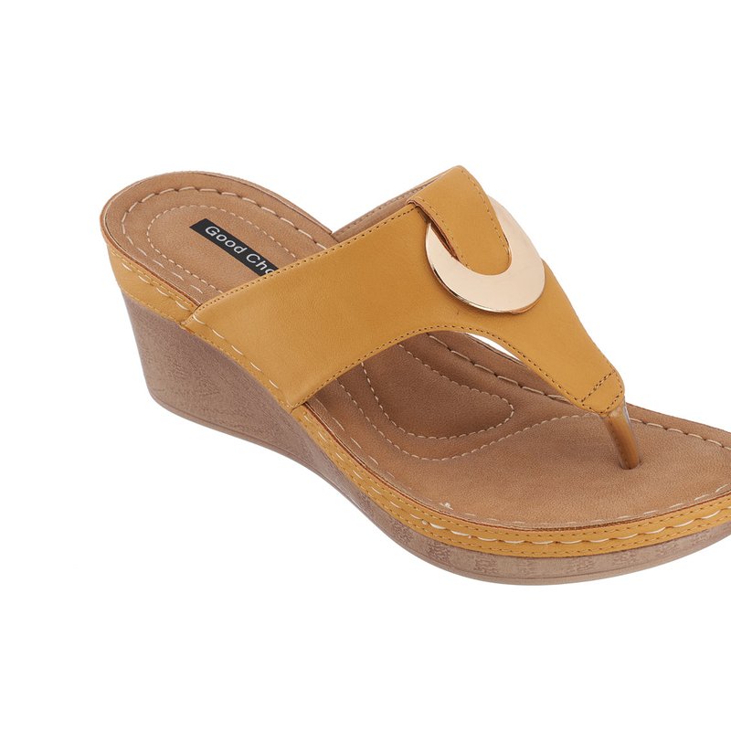 Gc Shoes Genelle Yellow Wedge Sandals