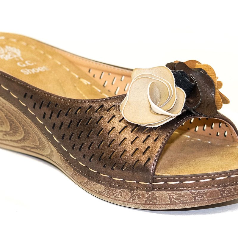 Shop Gc Shoes Juliet Bronze Wedge Sandals In Brown