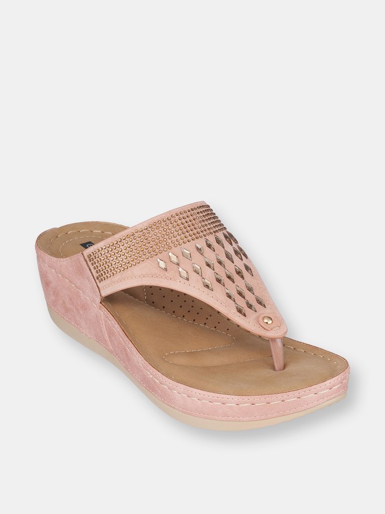Kiara Blush Wedge Sandals - Blush