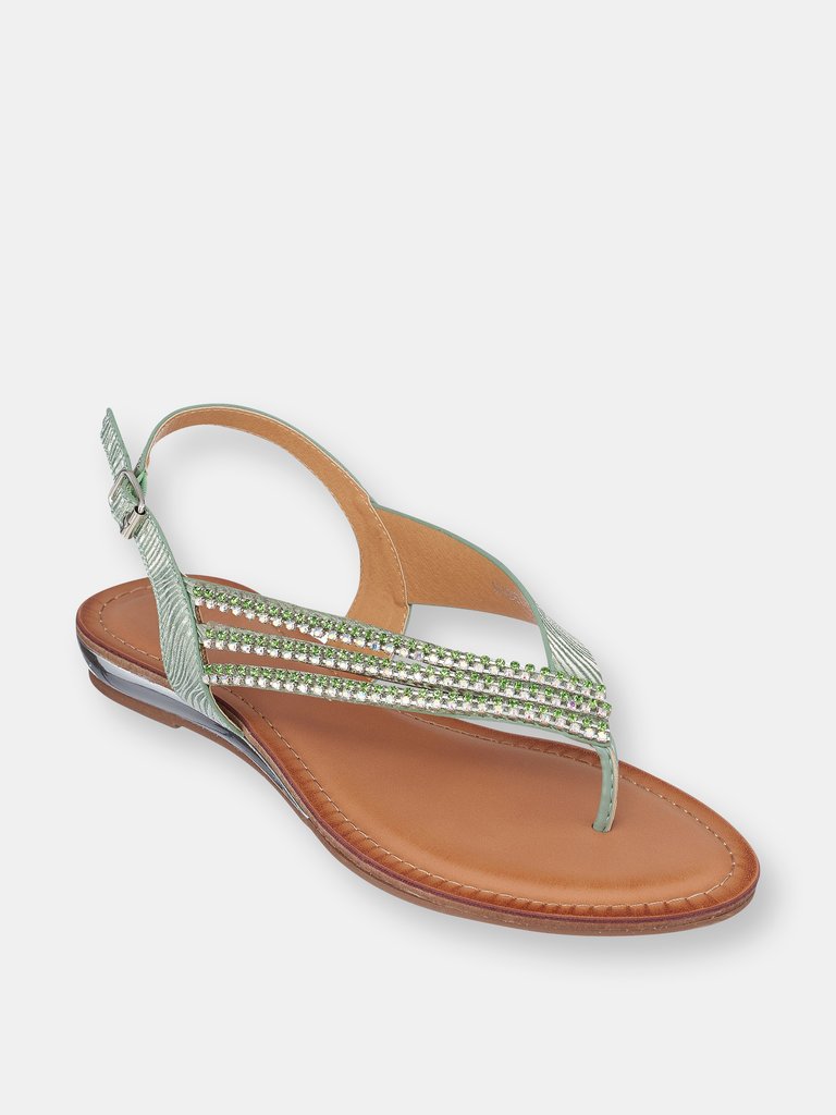 Mabel Green Flat Sandals - Green