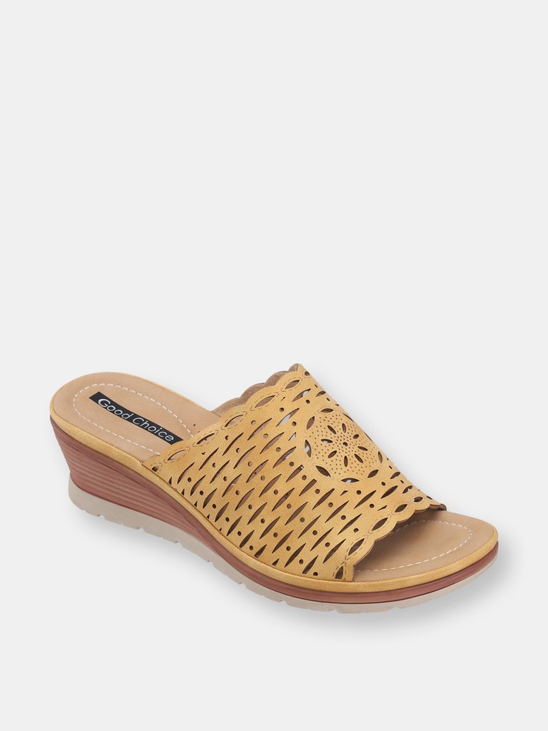 Maddy Yellow Wedge Sandals - Yellow