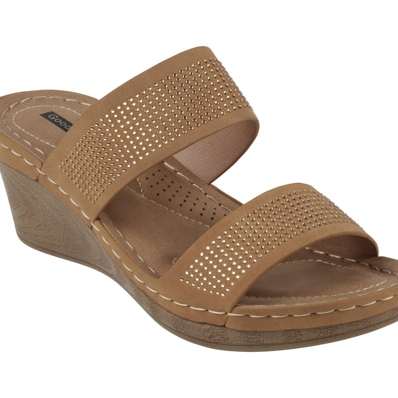 Shop Gc Shoes Madore Tan Wedge Sandals In Brown