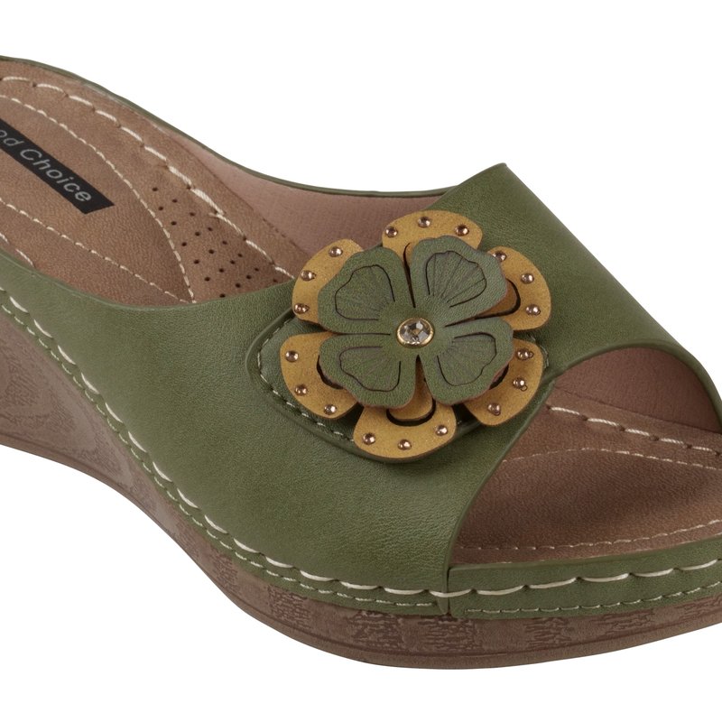 Shop Gc Shoes Naples Green Wedge Sandals