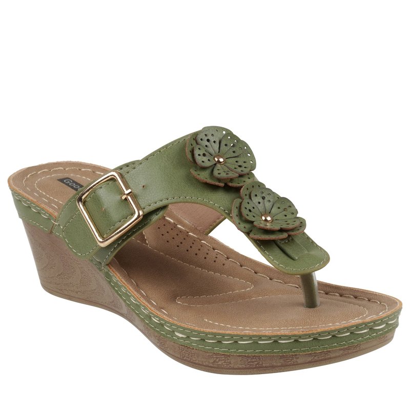 Shop Gc Shoes Narbone Green Wedge Sandals