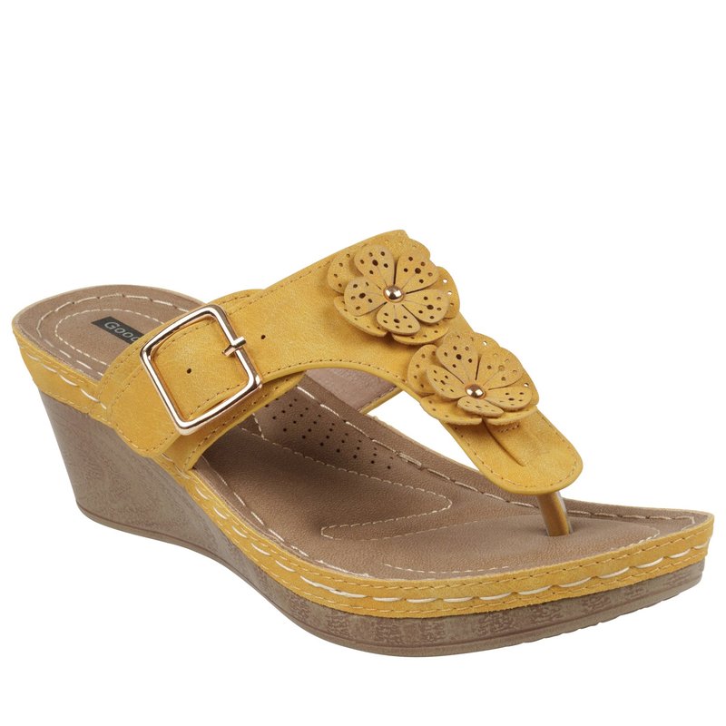 Gc Shoes Narbone Yellow Wedge Sandals