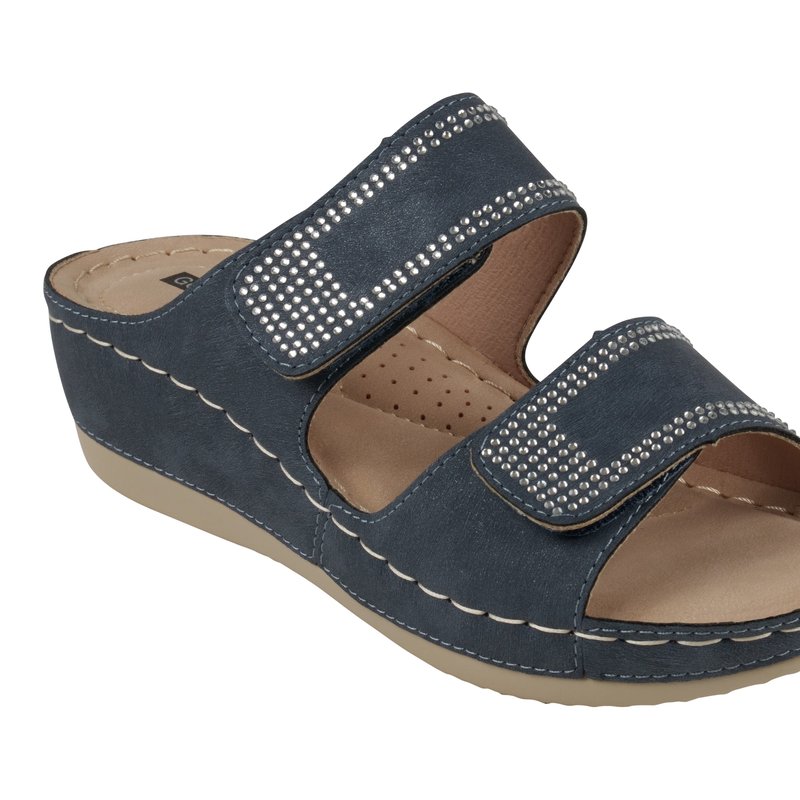 Shop Gc Shoes Rea Navy Wedge Sandals In Blue