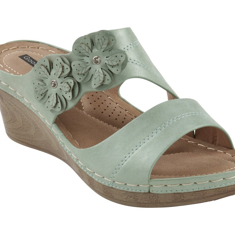 Shop Gc Shoes Rita Mint Wedge Sandals In Green